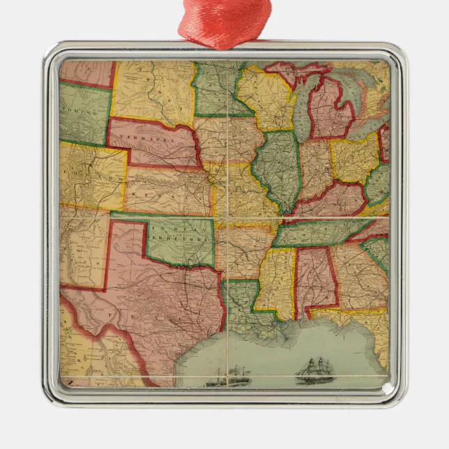 American Union Railroad Map of The United States Metal Ornament | Zazzle