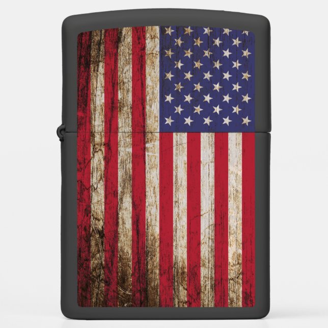 American United States Rustic Flag Zippo Lighter (Front)