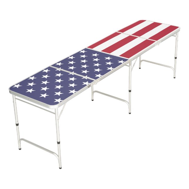 American United States USA Flag Beer Pong Table (Angled)