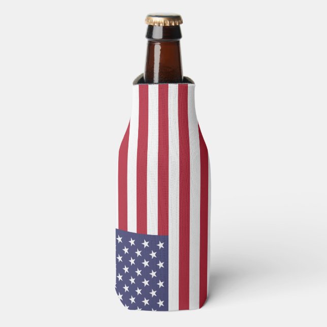 American United States USA Flag Bottle Can Cooler (Bottle Front)
