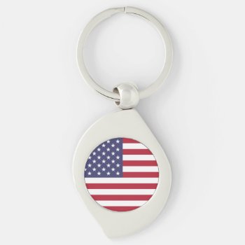 American United States Usa Flag Metal Keychain by CreativeFlagDesign at Zazzle