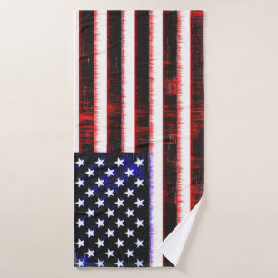American United States - USA flag, notched drizzle Bath Towel Set