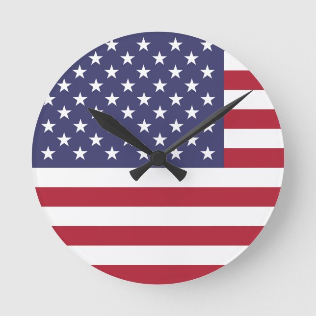American United States USA Flag Round Clock (Front)