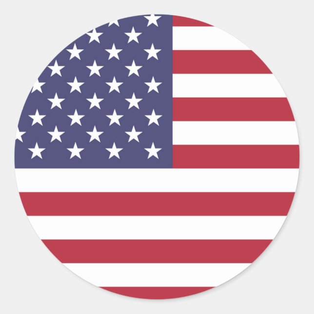 American United States USA Flag Round Sticker (Front)