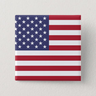 American United States USA Flag Square Button