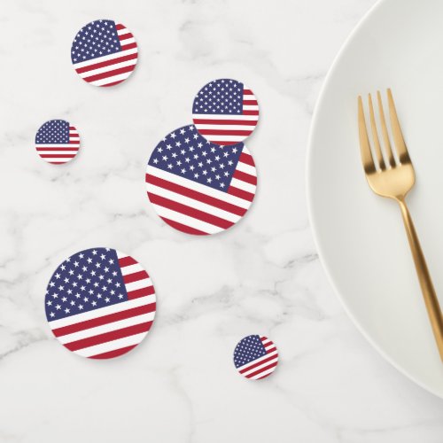American United States USA Flag Table Confetti