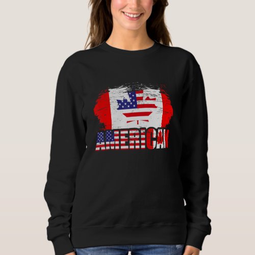American Us Eh American Flag Canadian Flag Canada  Sweatshirt