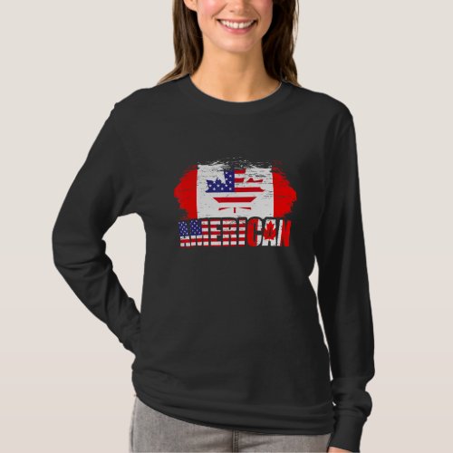 American Us Eh American Flag Canadian Flag Canada  T_Shirt