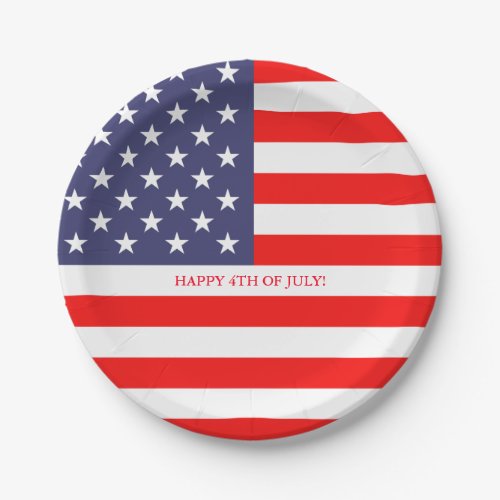 American US flag 4th of July paper party plates