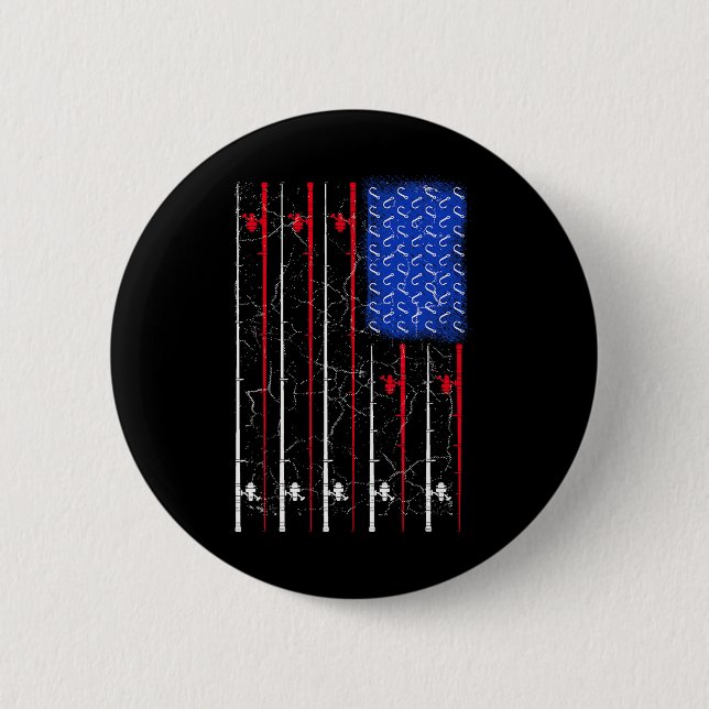 American Us Flag Fishing Rod Top  Button (Front)