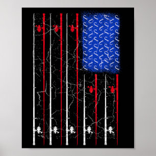American Us Flag Fishing Rod Top Poster