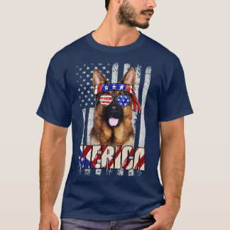 American Us Flag German Shepherd Patriotic 4th of T-Shirt