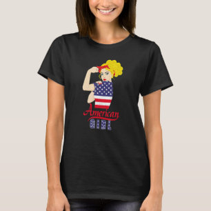 American US Flag Girl Happy Labor Day Shirt Messy
