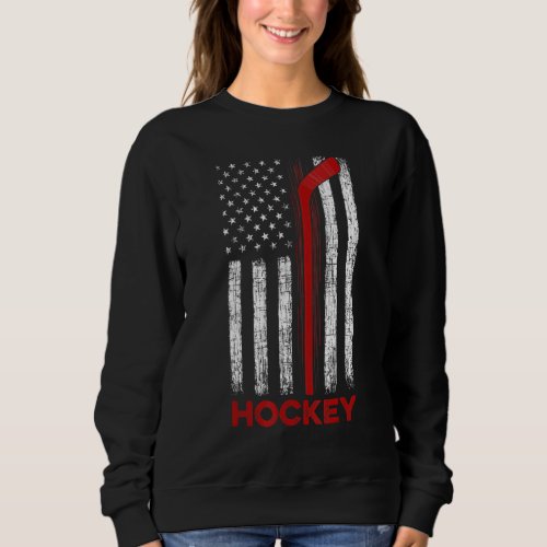 American Us Flag Hockey  Usa Patriotic  Vintage Sweatshirt