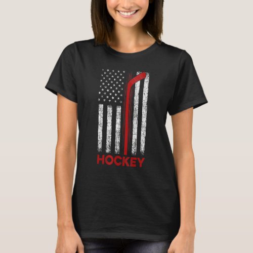American Us Flag Hockey  Usa Patriotic  Vintage T_Shirt