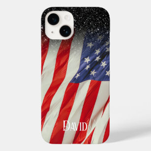 American US Flag Modern Black Glitter  Case-Mate iPhone 14 Case