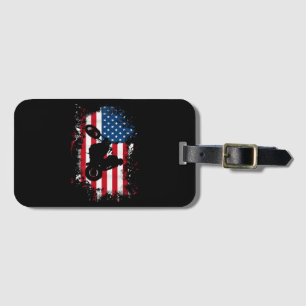 American US Flag Motorcycle Funny Sport Lover Luggage Tag