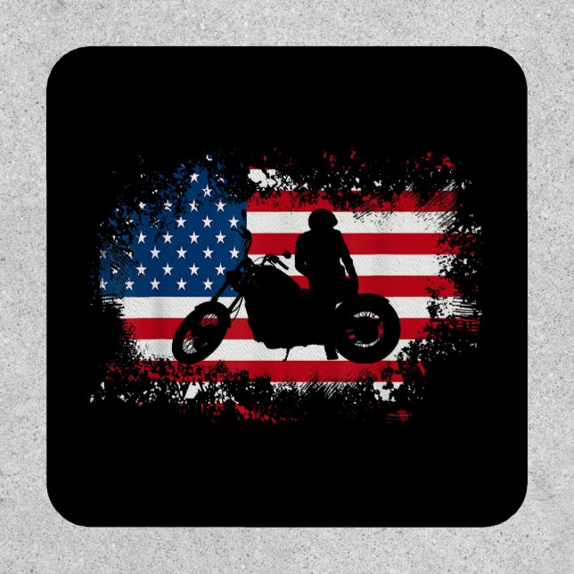 American US Flag Motorcycle Funny Sport Lover Patch (Front)
