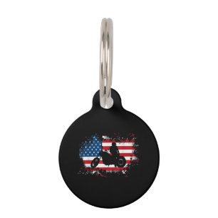 American US Flag Motorcycle Funny Sport Lover Pet ID Tag