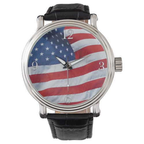 American US Flag Patriotic Wristwatch