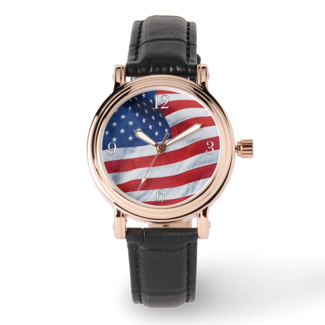 American US Flag Patriotic Wristwatch (Front)