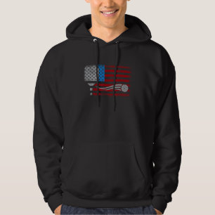 American US Flag Pickleball Player Paddleball 4th  Hoodie