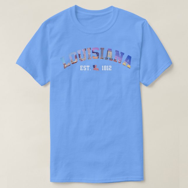 American US Flag State Cityscape Skyline Louisiana T-Shirt (Design Front)