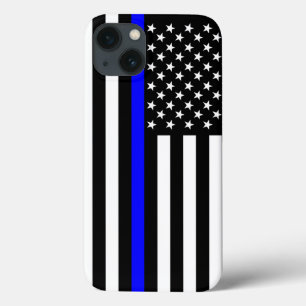American US Flag Thin Blue Line Symbol on iPhone 13 Case