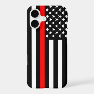 American US Flag Thin Red Line Symbol on a iPhone 17 Case