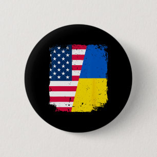 American Us Flag Ukraine Friendship Country Vintag Button