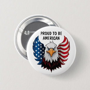 American USA Eagle Flag Button