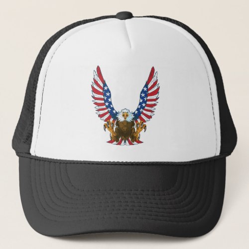 AMERICAN USA EAGLE FLAG TRUCKER HAT