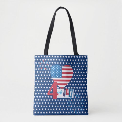 American USA Flag 4th of July Design Personalize Tote Bag