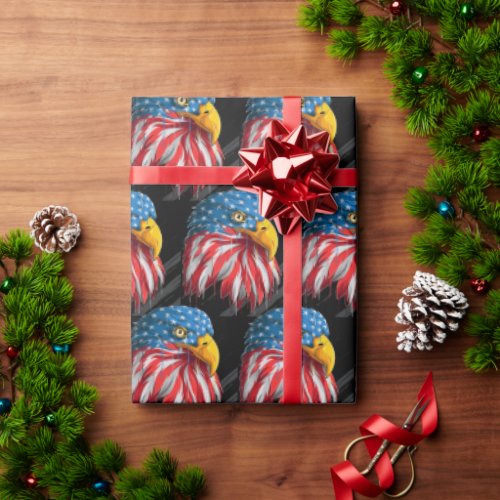 American USA Flag Bald Eagle Bird Patriotic Wrapping Paper