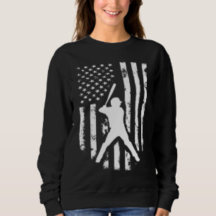 American USA Flag Baseball Distressed Hooded Top G