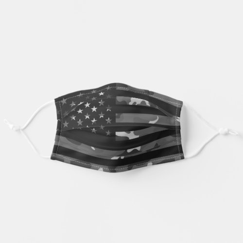 American USA Flag Camouflage Dark Black Camo Adult Cloth Face Mask