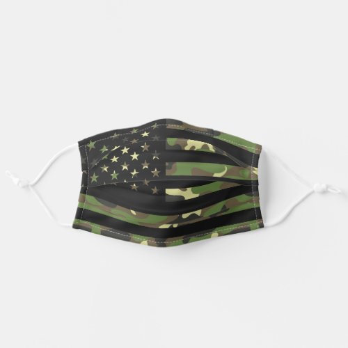 American USA Flag Camouflage Green Brown Camo Adult Cloth Face Mask