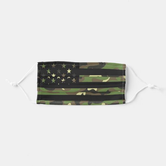 American USA Flag Camouflage Green Brown Camo Adult Cloth Face Mask (Front, Folded)