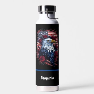 American USA Flag Eagle Roses Red White Blue
