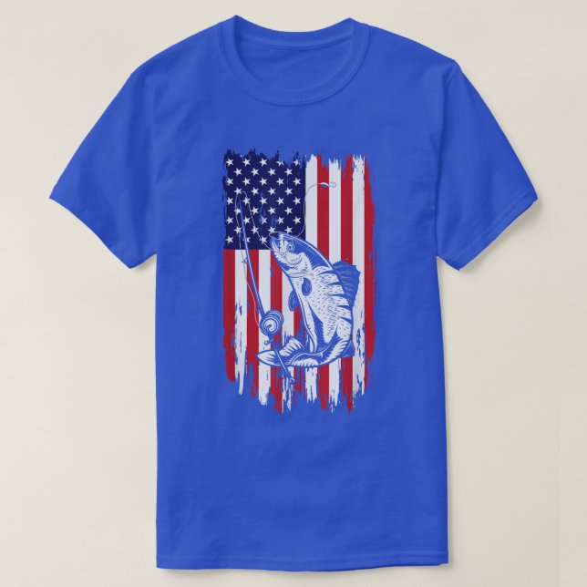 American Usa Flag Fishing Fisherman Fish Catcher 9 T-Shirt (Design Front)