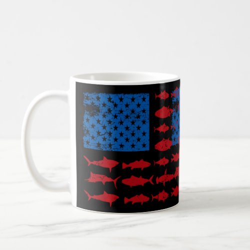 American Usa Flag Fishing Vintage  Fish Species  Coffee Mug
