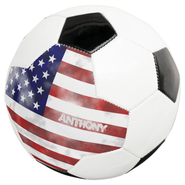 American USA Flag Grunge Retro personalized Soccer Ball (Three Quarter)