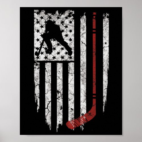 American Usa Flag Hockey Tee S  Poster