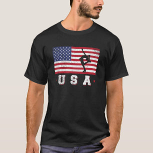 American USA Flag Ice Figure Skating TShirt 4th Of