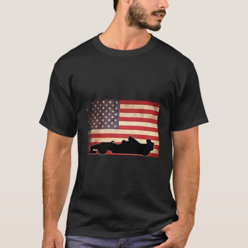 American Usa Flag Indy Car Fan Racecar Formula T_Shirt