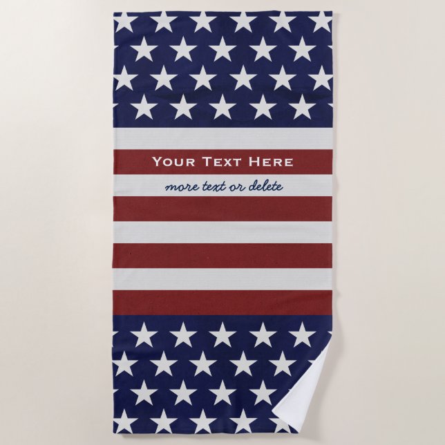 American USA Flag July 4th Patriotic Custom Beach Towel (Front)