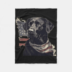 American Usa Flag Lab Owner Black Labrador Retriev Fleece Blanket
