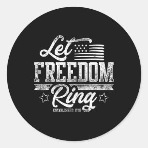 American Usa Flag Let Freedom Ring 4th Of July Ret Classic Round Sticker