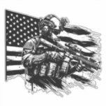 American USA Flag Military Soldier Patriotic Art  Sticker