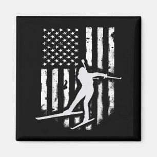 American Usa Flag Nordic Ski Cool Skier Gift Top T Magnet